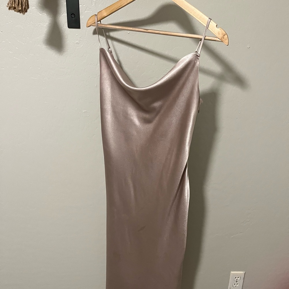 BirdyGrey rose gold satin bridesmaid dress!